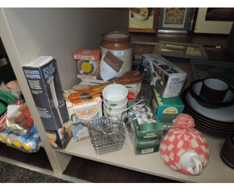 A mixed lot of kitchenalia, a lot in original boxes including herb chopper,timer and similar.