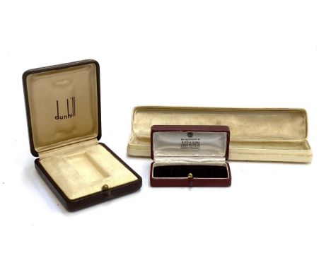 Three vintage jewellery boxes: Garrard &amp; Co.; Dunhill lighter case and one other 