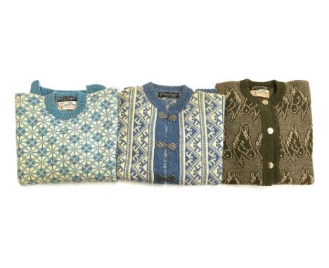 A vintage deadstock 'Doreen Langford' knitted jumper and two cardigans
