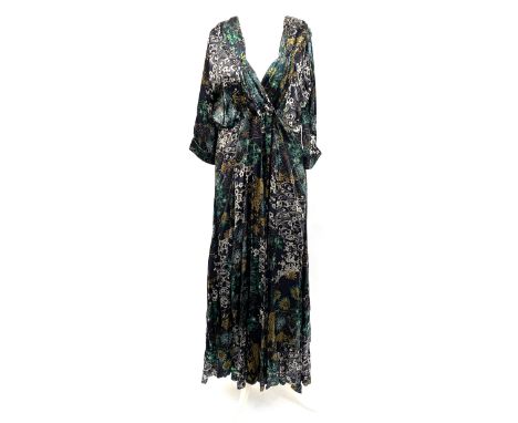 A vintage silk dress, in a blue, green and white floral print, approx. size 12Provenance: from the wardrobe of The Late Duche