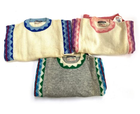 Three vintage Doreen Langford jumpers with zig-zag detail (3)