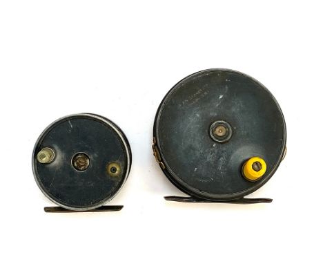 Army &amp; Navy Ltd, London SW1, salmon reel 4" spool, bone handle, pillar frame, full bridge foot,  together with a boxed Re