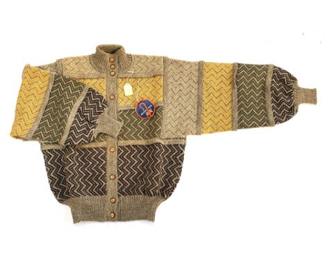 A vintage Doreen Langford cardigan, ribbed design with mother of pearl and mahogany buttons