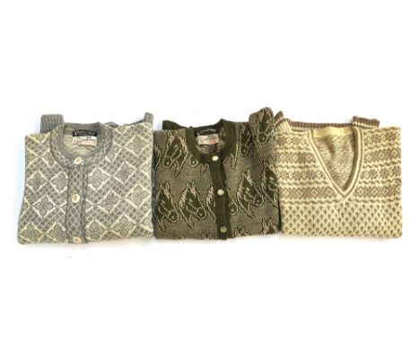 Three vintage deadstock 'Doreen Langford' knitted jumpers