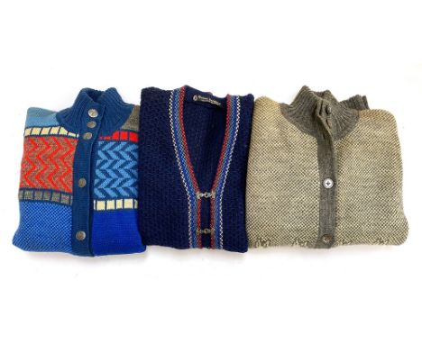 Three vintage deadstock 'Doreen Langford' knitted cardigans, one with deep V neck and pewter fasteners (3)