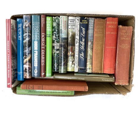 SPORTING BOOKS, MISCELLANEOUS. Racing, Foxhunting, Polo, Fishing, Memoirs, Beagling etc. A box.