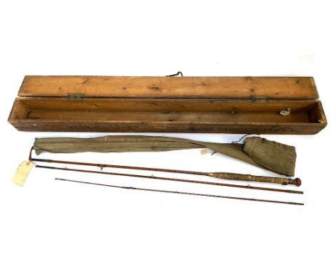A Hardy of Alnwick 13' 3pc split cane Salmon fly rod, 'The Wye' no. 36396E, 19" cork handle with spare tip, in MoB (repaired 