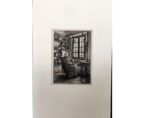 Jules Henri Delavalee (1862-1943), 'Angelique a la Fenetre', soft ground etching and aquatint, signed and dated within the pl