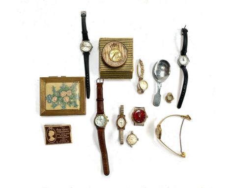 A quantity of vintages watches, to include Ben Sherman, Timex, Dubarry Powderette, Empire Exhibition Glasgow 1938 Spoon, ciga