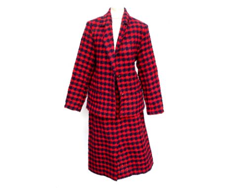 A Saf Couture Paris red dogstooth check two piece jacket and skirt, size 3; together with similar