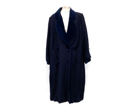 A Design Ten navy blue coat with silk lining and velvet trim; together with Wallis and Viyella jackets (3)