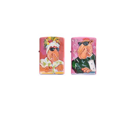 Richard Wallich hand-painted Limited Edition Zippo Lighters, two Limited Edition hand-painted 1/1 Camel Cigarette Zippo light