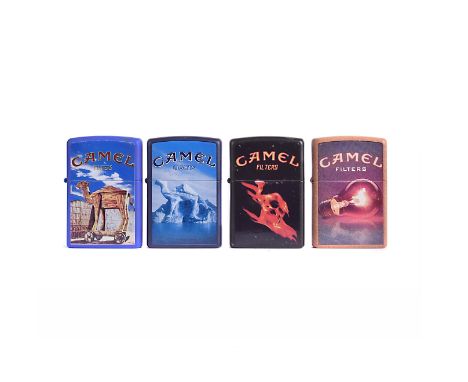 The South America Pack Design part Camel Zippo Lighter Series, 4 of 5, comprising Camel Fire, Camel Light, Camel Light and Ca