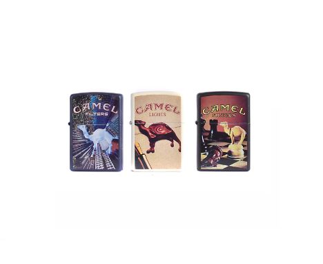 Camel's Zippo Lighter Greatest Hits Series, set of three - Wax Seal, Chess and Building, dated 2004 and 2005, unused (3)