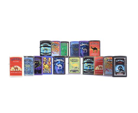 Camel Zippo Lighter International Series, seventeen of the series known as the '19', missing Camel Volcano Navy Blue and Gree