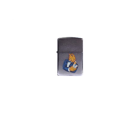 A Joe Camel Pack Lights Prototype Zippo Lighter, with six-colour design, on brushed chrome case, dated 1990, unused (1)