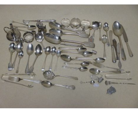 A quantity of silver flatware etc  