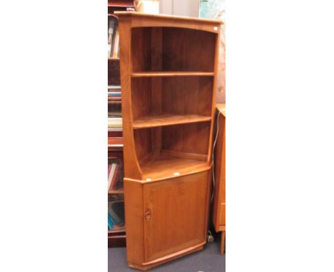 An Ercol elm corner display cabinet, 180 x 77cm