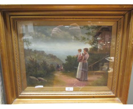 R Douglas (British, late 19th/early 20th Century) - A family by a riverside campsite, and a mother and child welcoming travel
