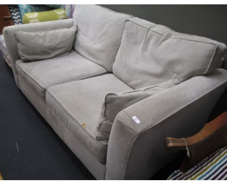 A Screiber Wyatt two seater sofa upholstered in 'Tattersall Grey', with beech effect feet, 175 x 85 x 94cm  