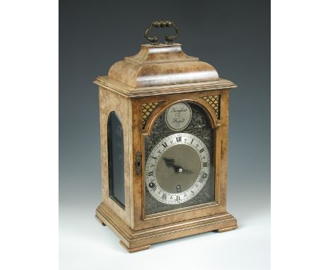 A Tempus Fugit burr wood cased bracket clock  
