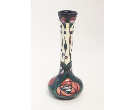 A Moorcroft Mackintosh vase, squat body with elongated slender neck, signed and dated 95, approx 21cm highCondition: good, no