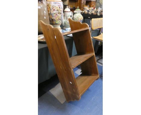 A Pine Three Tier Wall Hanging Deep Shelf Unit, 106cm High 