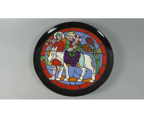 A Poole Pottery Cathedral Plate 'The Flight into Egypt', designed by Tony Morris in a Limited Edition, 85/1000, Inspired by a