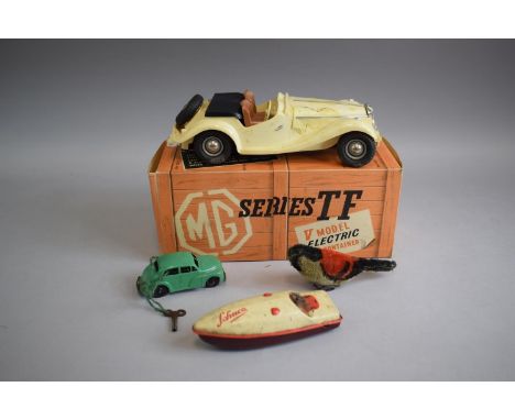 A Vintage Boxed V Models Battery Operated MG Series TF Sports Car, Leaflets etc Together with an Unboxed Triang Minic Clockwo