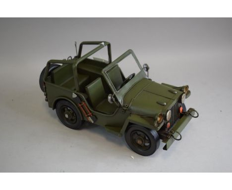 A Tin Plate Model of an American Army Jeep, 33cm Long (Plus VAT) 