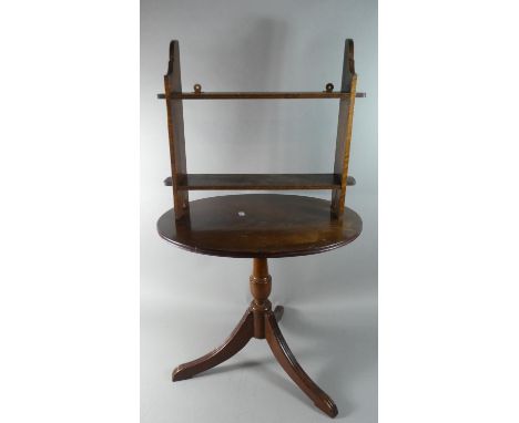 An Oval Topped Mahogany Wine Table and an Edwardian Oak Two Tier Wall Shelf 