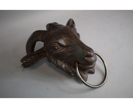 A Cast Metal Wall Hanging Ram's Head Ring Tie, (Plus VAT) 