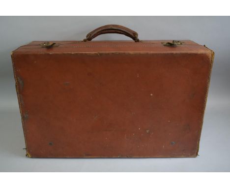 A Vintage Leather Suitcase, 56cm wide 