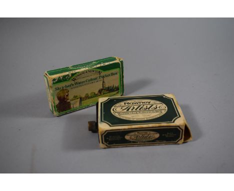 Two Vintage Watercolour Sketch Boxes by Rowney and Windsor &amp; Newton Complete with Cardboard Sleeves 
