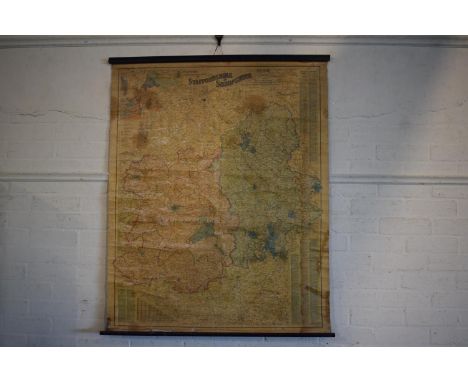 A Vintage Wall Hanging Map "Bacon's New Survey Map of Staffordshire" 93cm Wide 