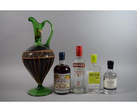 A Vintage Flask of Italian Lacryma Crhisty Red Wine Together with Three Bottles Gin and a Bottle of Orange Liqueur