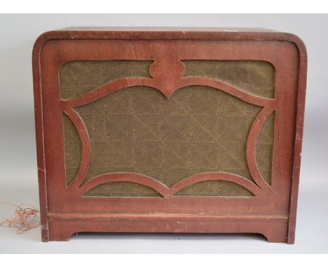 An Art Deco German Wooden Cased Speaker by Emaco, 46.5cm Wide 