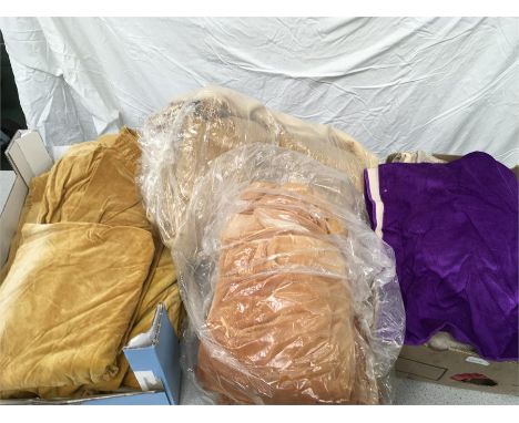 Two boxes of various curtains.