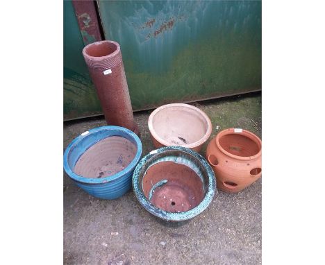 Five various ceramic planters. 