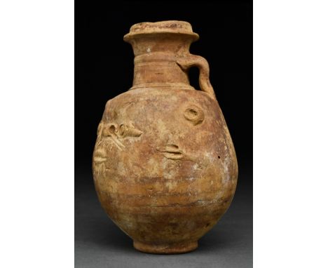 Ca 664 - 332 B.C. Late Period, 26th - 30th Dynasty. Egyptian. An ancient Egyptian jar beautifully formed of a rich Nile silt 