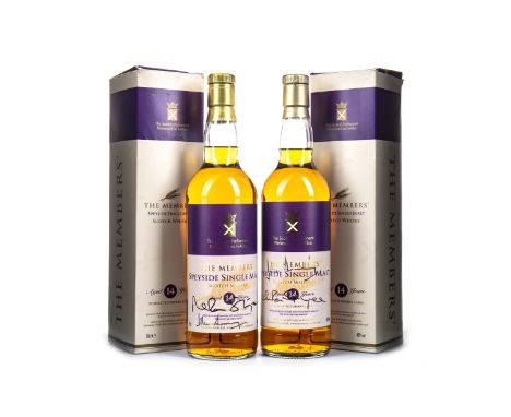 SCOTTISH PARLIAMENT 'THE MEMBERS' AGED 14 YEARS (2) Single Malt Scotch Whisky Signed by Nicola Sturgeon and John Swinney. 70c
