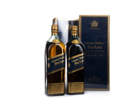 JOHNNIE WALKER BLUE LABEL - ONE LITRE (2) Blended Scotch Whisky One litre, 43% volume, in box. Two bottles.