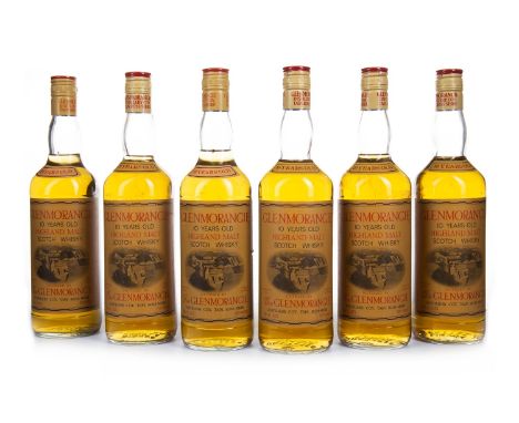 GLENMORANGIE 10 YEARS OLD 26 2/3 FL.OZ (6) Single Malt Scotch Whisky 26 2/3 fl.oz, 70° proof. Six bottles.