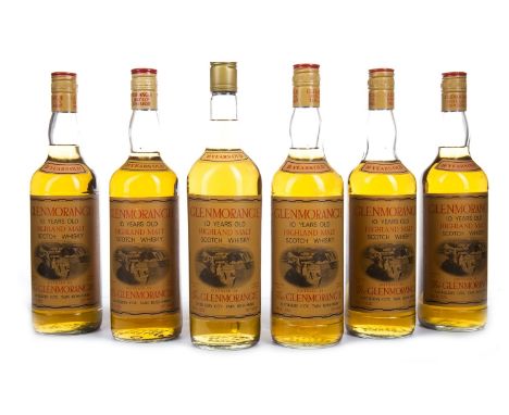 GLENMORANGIE 10 YEARS OLD 26 2/3 FL.OZ (6) Single Malt Scotch Whisky 26 2/3 fl.oz, 70° proof. Six bottles.