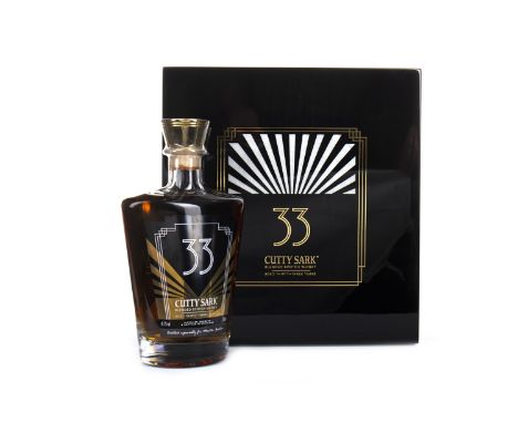 CUTTY SARK 33 YEARS OLD DECO Blended Scotch Whisky. 700ml, 41.7% volume, in presentation box with two branded glasses and out