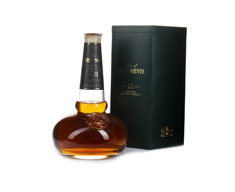 DEW OF BEN NEVIS 21 YEARS OLD Blended Scotch Whisky 75cl, 43% volumem, in box with stopper.