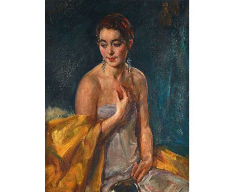 John da Costa (1866-1931), Portrait of Christine Bonnar, the artist's wife, oil on canvas, signed, 87cm x 71cm. Illustrated. 