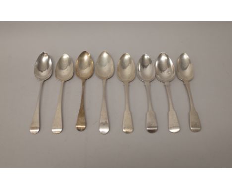 Silver table flatware, comprising; a pair of fiddle pattern tablespoons, London 1813, a pair of fiddle pattern tablespoons, L