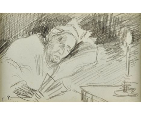 Attributed to Camille Pissarro (1833-1903), Etude pour 'Grandmere (Rachel) effet de lumiere', pencil, bears initials, 10cm x 