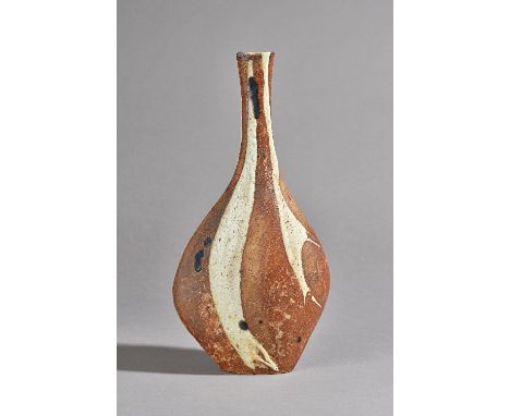 Robert Fournier (1915-2008); a high fired stoneware flask, 33cm high.  DDS Illustrated. 